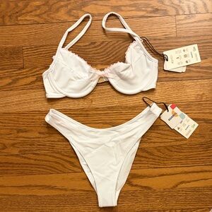 Bamba Swim Bikini - Elle bra and bottoms - Pure White - Size M
